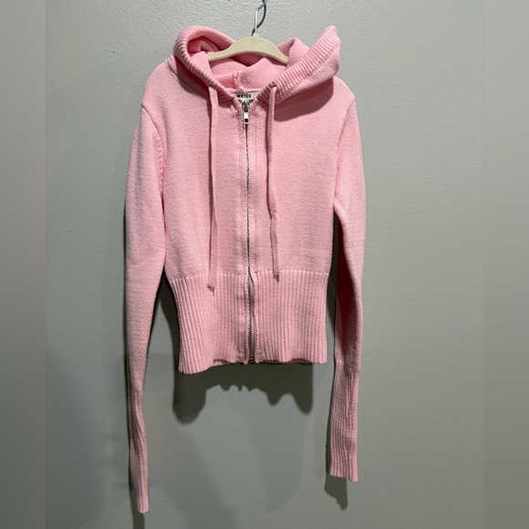 Frankie’s Bikinis Pink Cropped Zip-Up Hoodie Sweater Size S - Picture 3 of 6